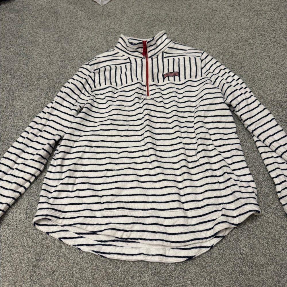 Vineyard Vines Navy and White Striped Pullover